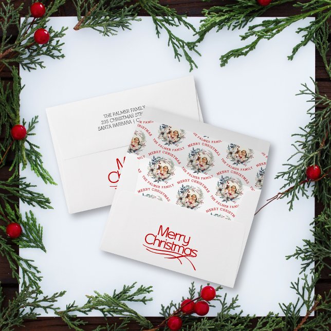 Christmas wreath with white flowers and photo envelope (Creator Uploaded)