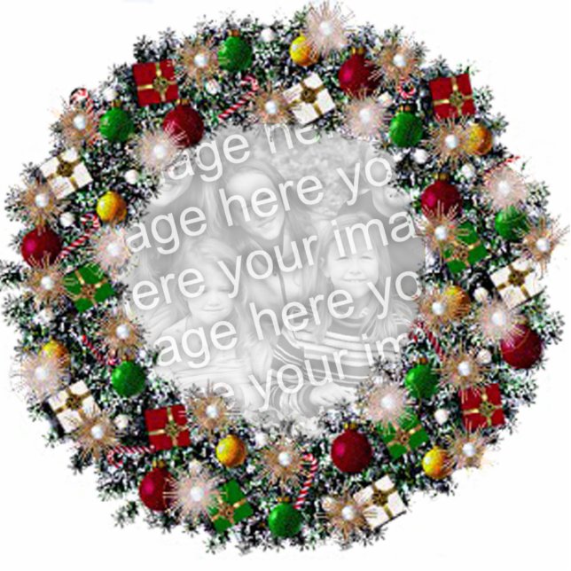 Christmas Wreath With Your Own Photo! Photo Sculpture Decoration (Front)