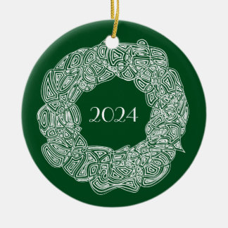 Christmas Wreath Year Ceramic Ornament