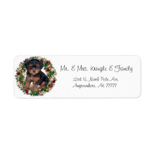 Christmas Wreath Yorkshire Terrier Gift Labels