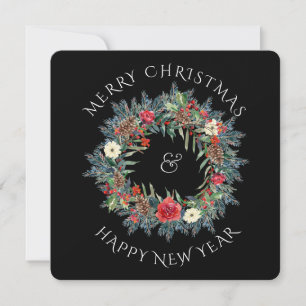 Christmas Wreath & Your Holiday Photo Square Card