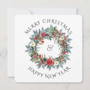 Christmas Wreath  & Your Holiday Photo Square  Card