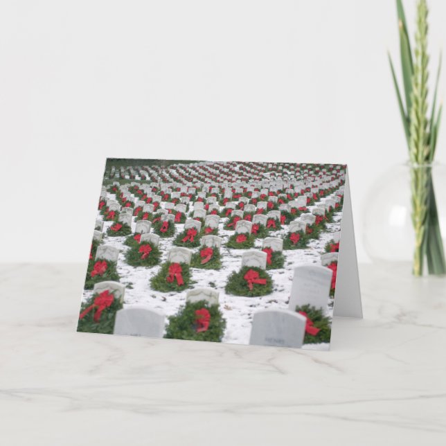 Christmas wreaths snow Arlington National Cemetery Holiday Card (Front)