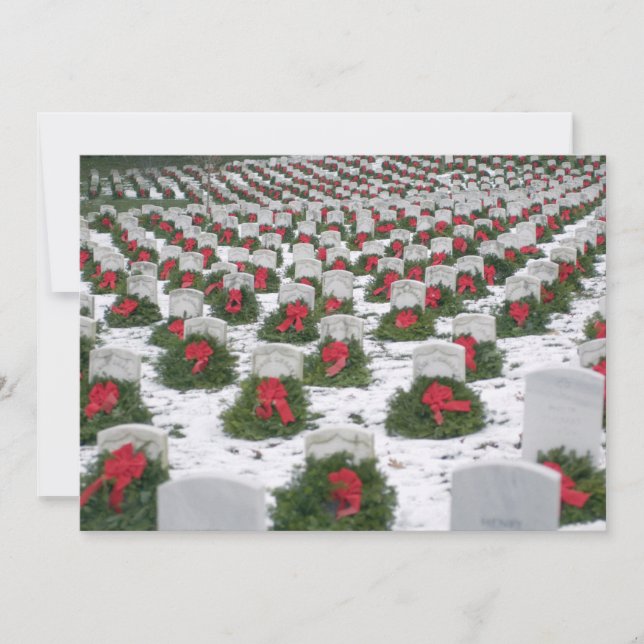 Christmas wreaths snow Arlington National Cemetery Holiday Card (Front)