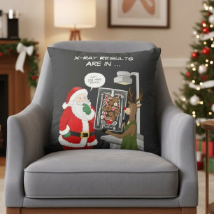 Christmas X-Ray Technician Funny Santa & Reindeer Cushion