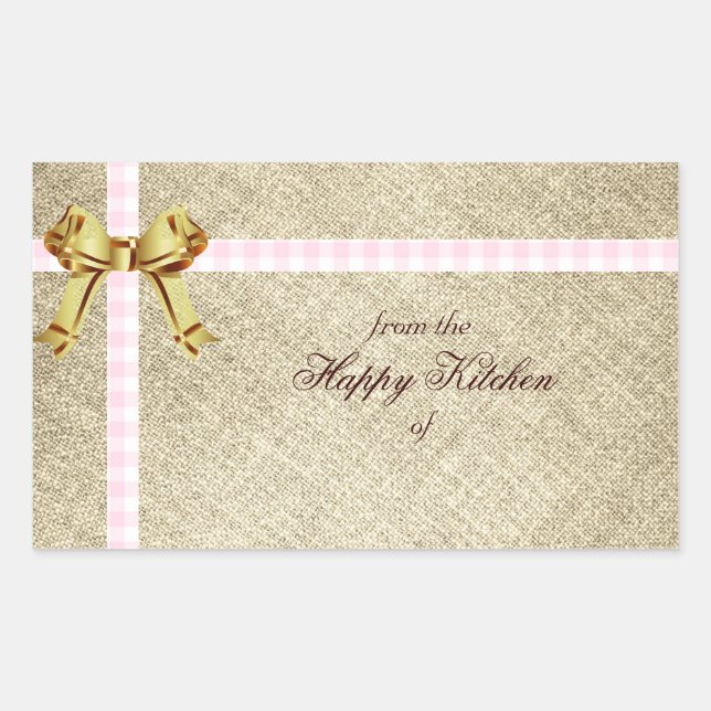 Christmas Xmas Baking Girly Pink & Rustic Burlap Rectangular Sticker (Front)