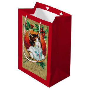 Christmas, Xmas Cat Medium Gift Bag