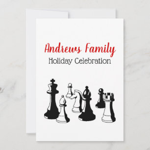 Christmas Xmas - Chess Pieces Vintage Art #2 Invitation