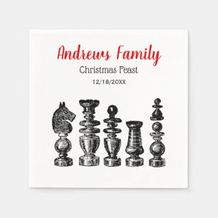 Christmas Xmas - Chess Pieces Vintage Art Napkin