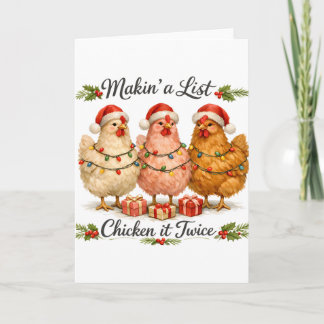 Christmas Xmas Farm Life Makin' A List Chicken Its Card