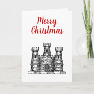 Christmas Xmas Heraldic Castle Emblem Crest C Holiday Card