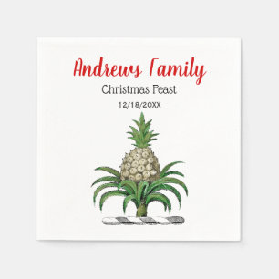 Christmas Xmas Heraldic Pineapple Crest Emblem Napkin