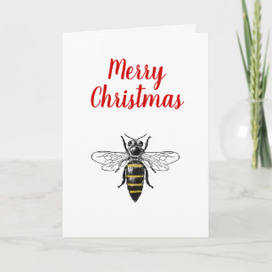 Christmas Xmas Heraldic Vintage Bee #2 Colour Holiday Card