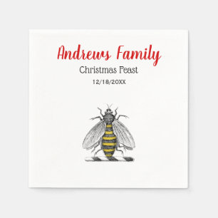 Christmas Xmas Heraldic Vintage Bee Emblem C Napkin