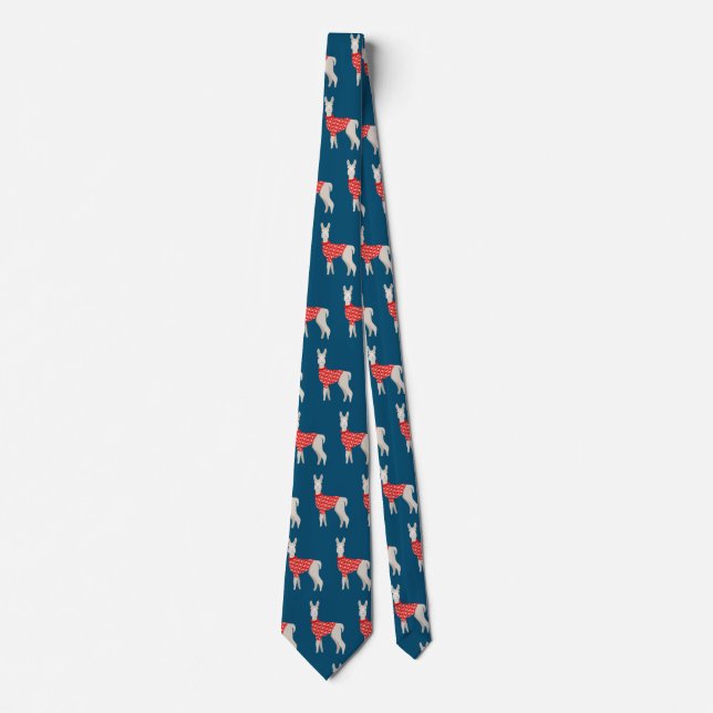 Christmas Xmas Llama Cute Tie (Front)
