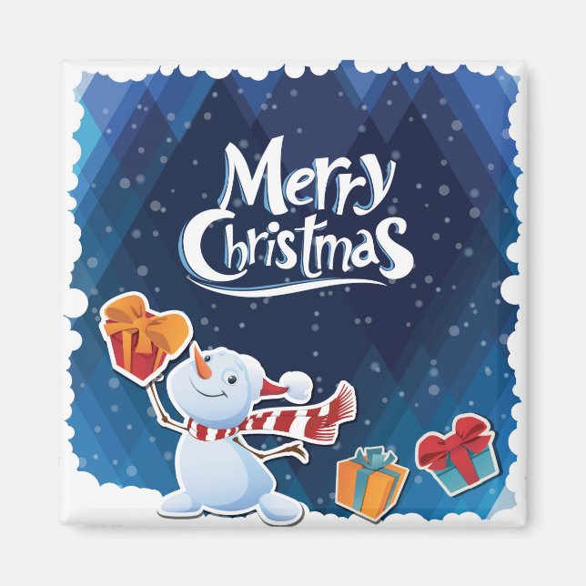Christmas Xmas Magnet Fridge Kitchen Gift Snow Man (Front)