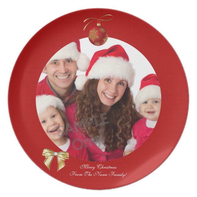 Christmas Xmas Photo Template 2 children family Plate (Front)