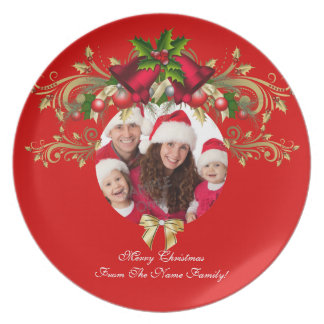 Christmas Xmas Photo Template 3 children family Plate