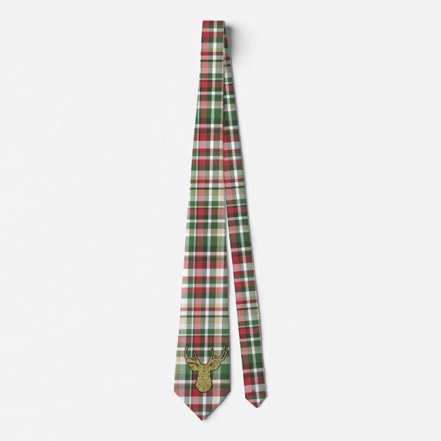 Christmas XMAS Plaid Tartan Mens Dress Tie (Front)