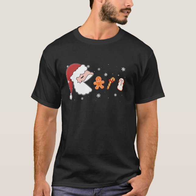 Christmas Xmas Santa Game Gaming Gingerbread Boys  T-Shirt (Front)