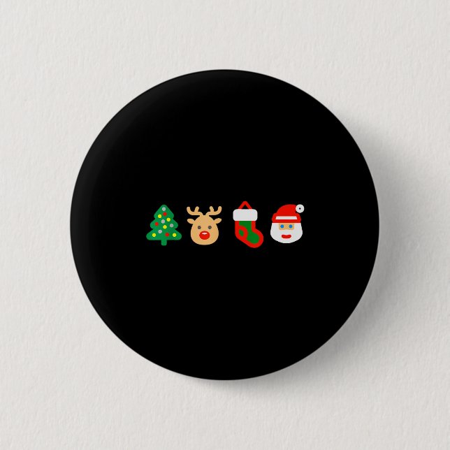 Christmas Xmas Santa, Tree, Stocking, Reindeer Des 6 Cm Round Badge (Front)