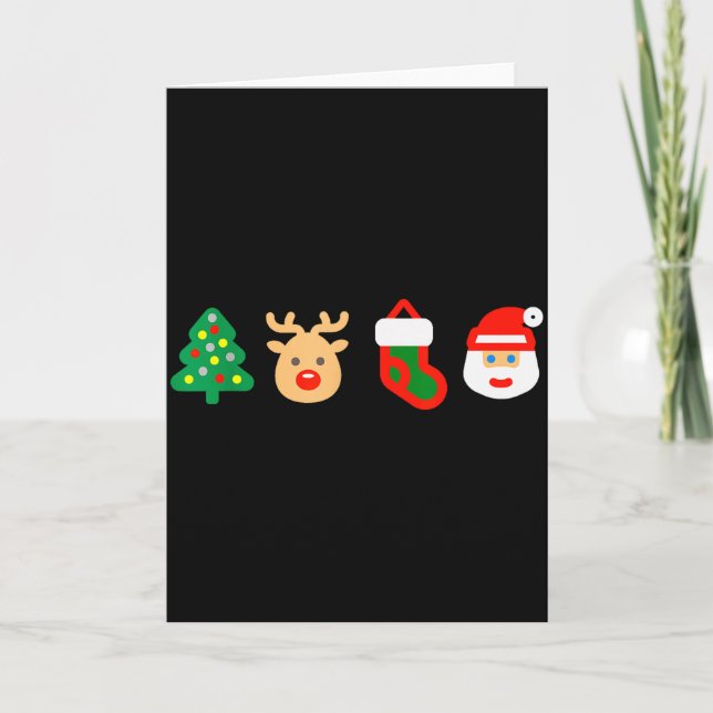 Christmas Xmas Santa, Tree, Stocking, Reindeer Des Card (Front)