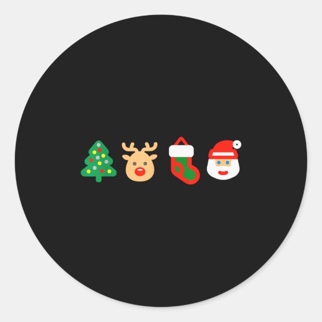 Christmas Xmas Santa, Tree, Stocking, Reindeer Des Classic Round Sticker (Front)