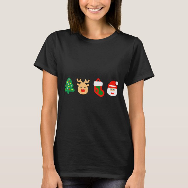 Christmas Xmas Santa, Tree, Stocking, Reindeer Des T-Shirt (Front)