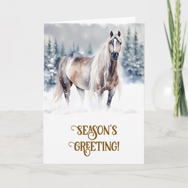Christmas Xmas Seasons Greetings with Horse  Card (Front)