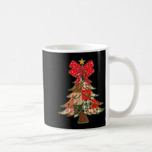 Christmas Xmas Tree Patchwork Coquette Bow Pajamas Coffee Mug