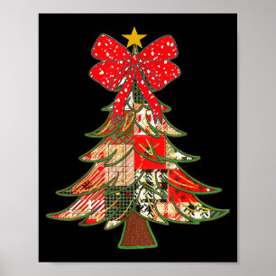 Christmas Xmas Tree Patchwork Coquette Bow Pajamas Poster