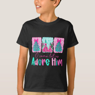 Christmas Xmas Tree Preppy Oh Come Let Us Adore Hi T-Shirt
