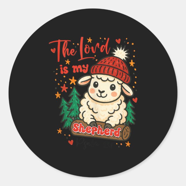Christmas Xmas Vibes Christian The Lord Is My Shep Classic Round Sticker (Front)