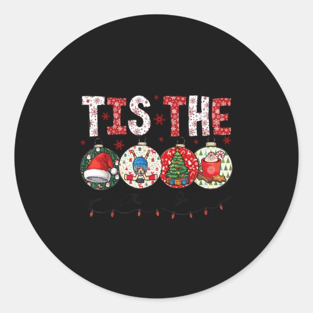 Christmas Xmas Vibes Hockey Lover Hockey Player Wi Classic Round Sticker (Front)