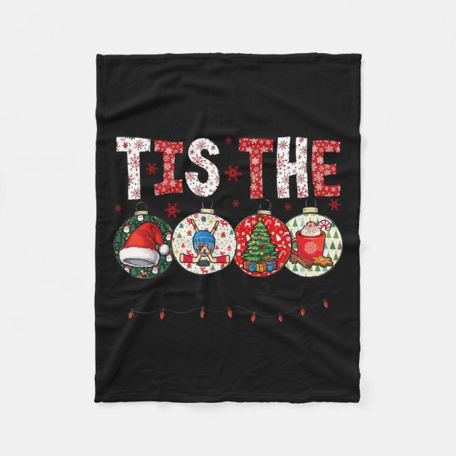 Christmas Xmas Vibes Hockey Lover Hockey Player Wi Fleece Blanket (Front)