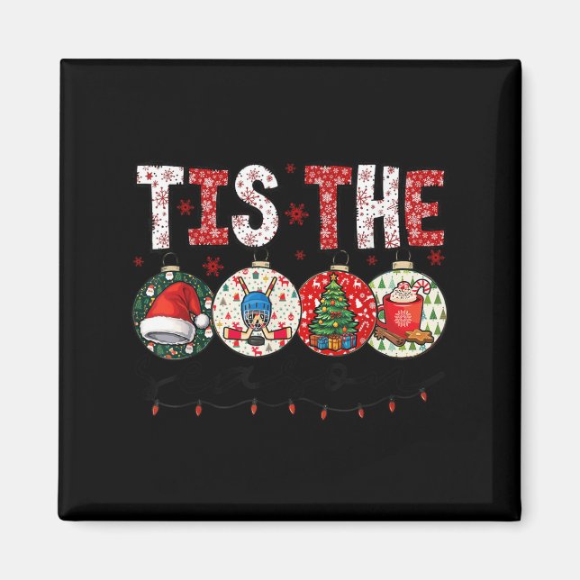 Christmas Xmas Vibes Hockey Lover Hockey Player Wi Magnet (Front)