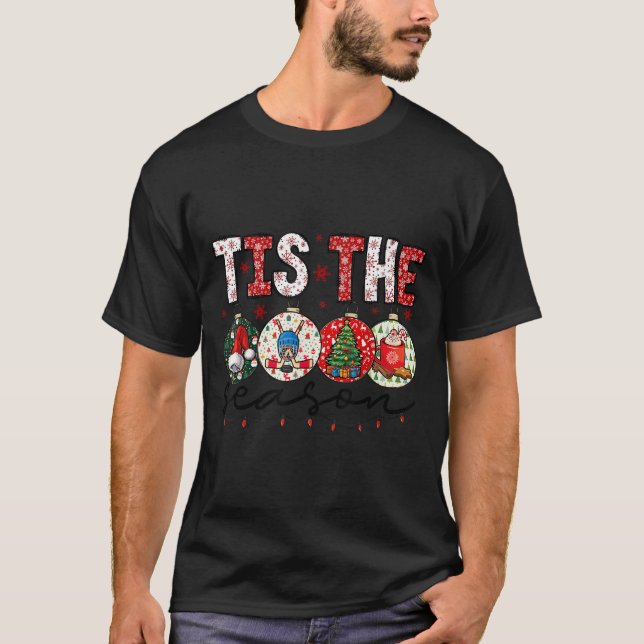 Christmas Xmas Vibes Hockey Lover Hockey Player Wi T-Shirt (Front)