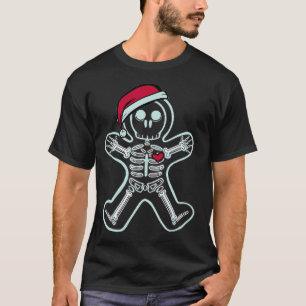 Christmas Xray Gingerbread Man Skeleton Santa Hat T-Shirt