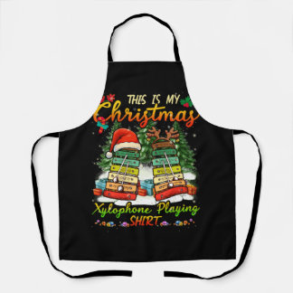 Christmas Xylophone Playing Three Santa Elf Xyloph Apron