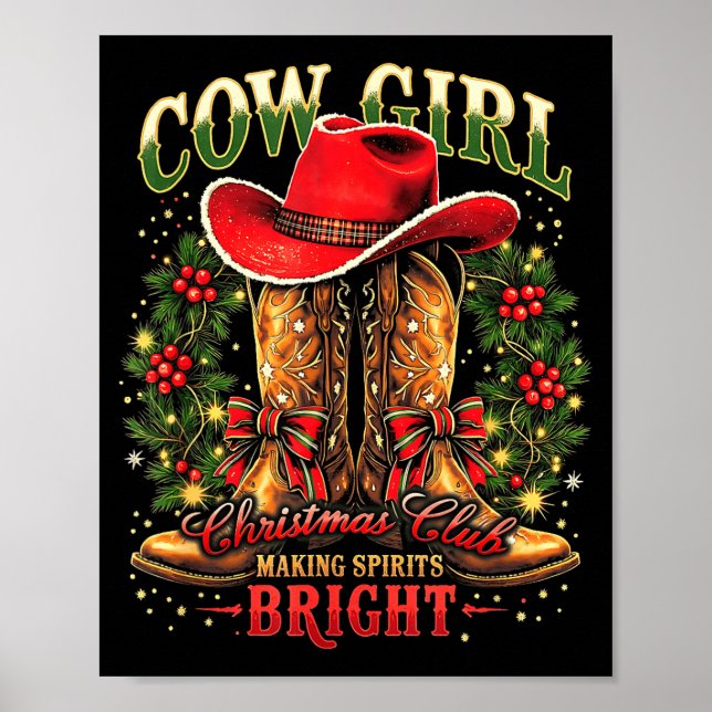 Christmas Y'all Xmas Coquette Cowgirl Let’s Go Gir Poster (Front)