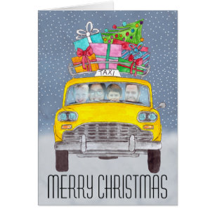 Christmas yellow Cab customisable photo card