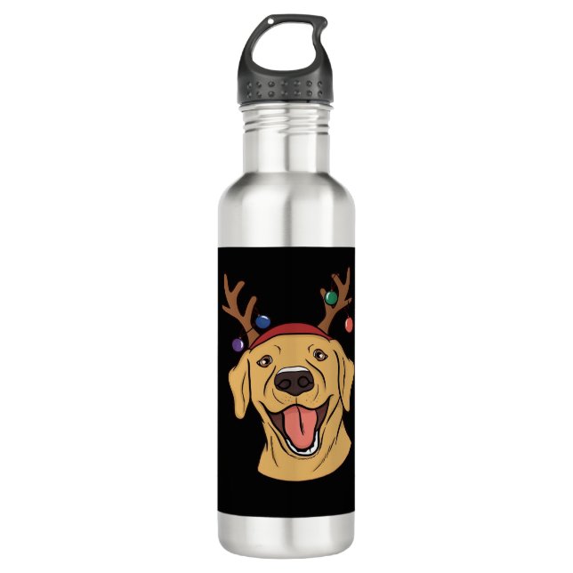 Christmas Yellow Lab Tri-blend T-Shirt 710 Ml Water Bottle (Front)