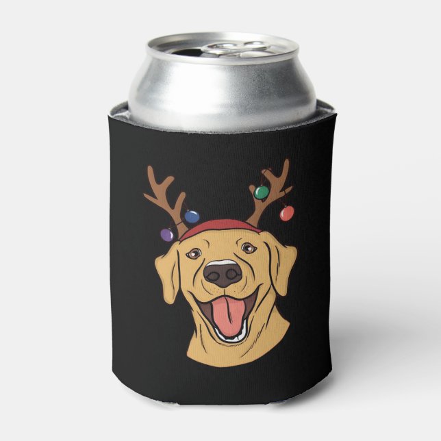 Christmas Yellow Lab Tri-blend T-Shirt Can Cooler (Can Front)