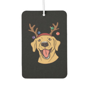 Christmas Yellow Lab Tri-blend T-Shirt Car Air Freshener