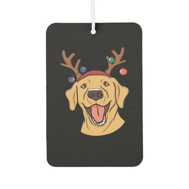 Christmas Yellow Lab Tri-blend T-Shirt Car Air Freshener (Front)