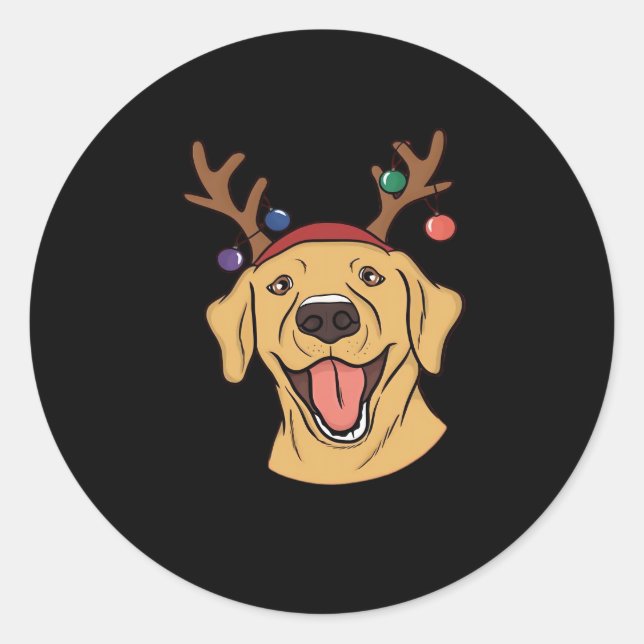 Christmas Yellow Lab Tri-blend T-Shirt Classic Round Sticker (Front)