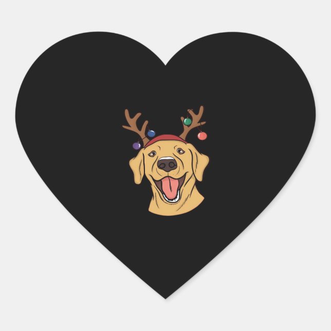 Christmas Yellow Lab Tri-blend T-Shirt Heart Sticker (Front)