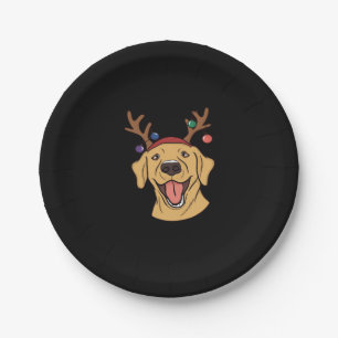 Christmas Yellow Lab Tri-blend T-Shirt Paper Plate