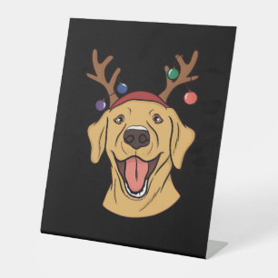 Christmas Yellow Lab Tri-blend T-Shirt Pedestal Sign