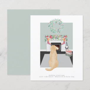 Christmas Yellow Labrador Dog Fireplace Scene